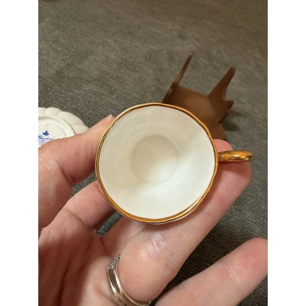 Bluebird Canada Fine Bone China Miniature Demitasse Cup & Saucer Roses Flowers